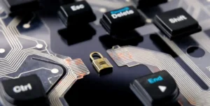 A motherboard will keys and a lock